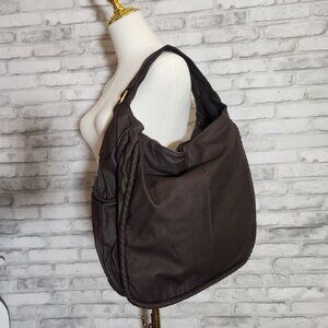 Mark. Dark Brown Faux Leather Boho Shoulder Bag Tote Purse